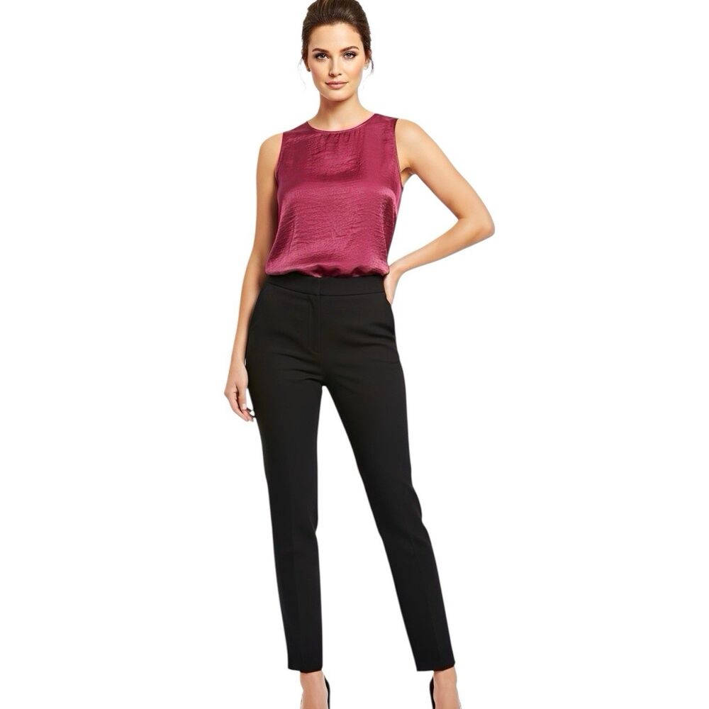 Banana Republic Womens Blouse Sz XS Shiny Burgundy Sleeveless Dressy Top Night
